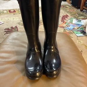 Hunter Rain Boots - Black, Glossy, Size 8